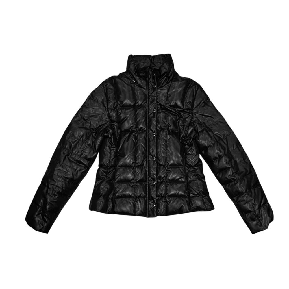 ★ Marc New York Quilted Black Button-Up Puffer Jacket w/ High Collar ★
